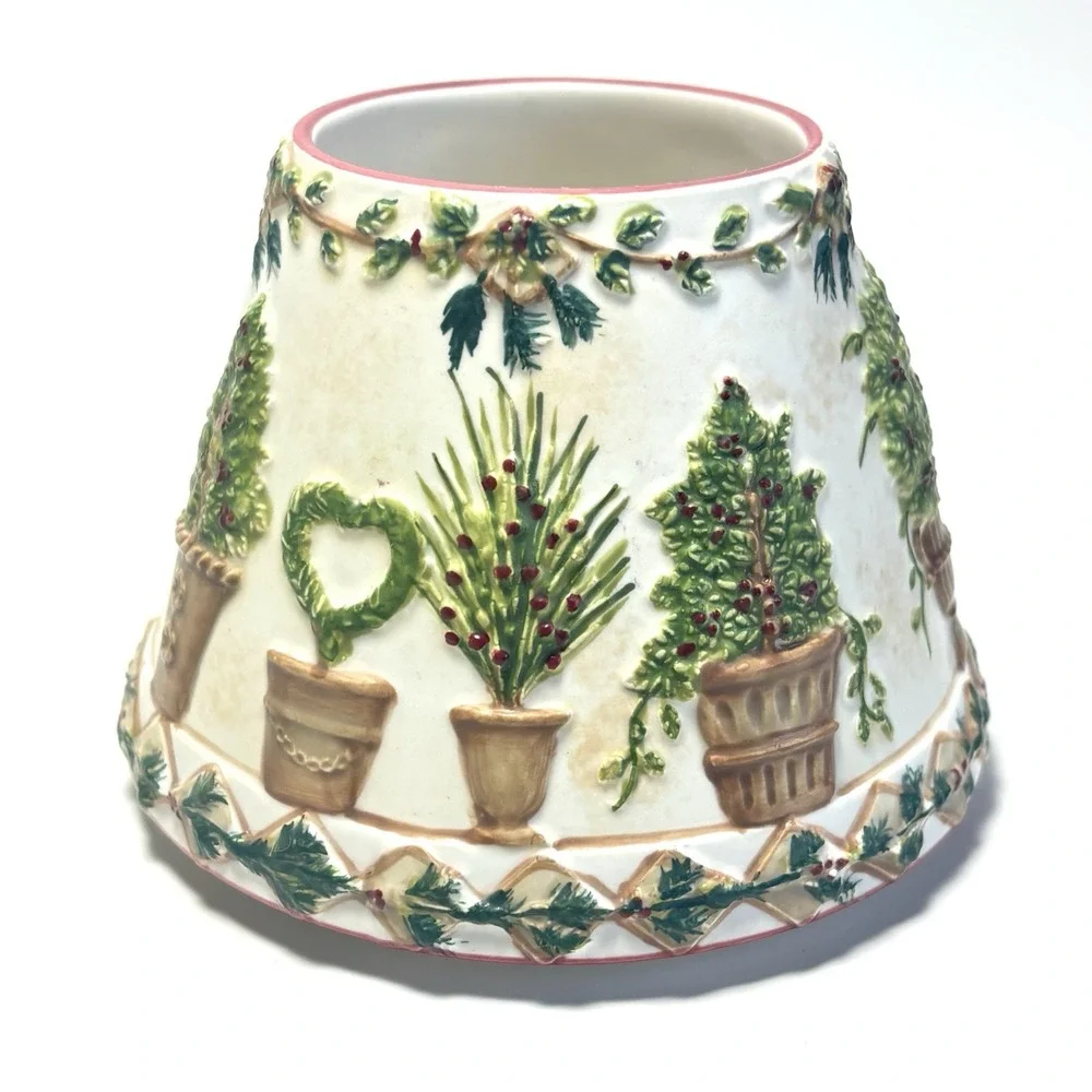 Yankee Candle Shade Topiary Topiaries Green Red Cream Rustic Small Jar 3.7 Oz